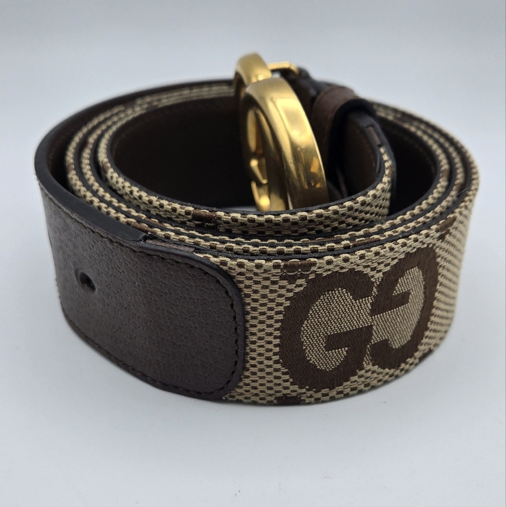 CLEARANCE Awesome Men's Gucci Tan And Brown Belt with Gold Buckle Size 115•46 - Picture 9 of 10